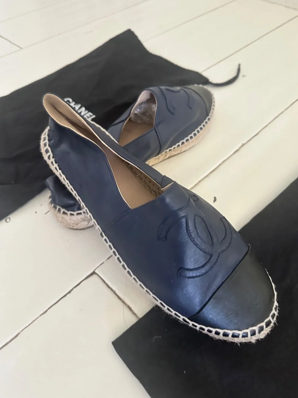 New CHANEL espadrille flat size 39